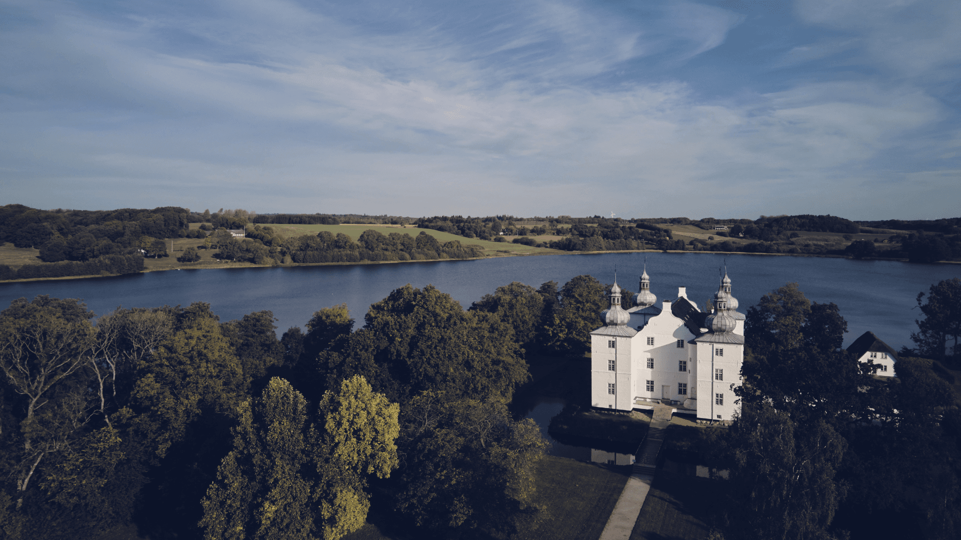 Drone photo of the area by Engelsholm Castle